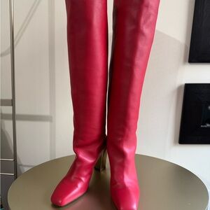 Salvatore Ferragamo Red Over the Knee Boots